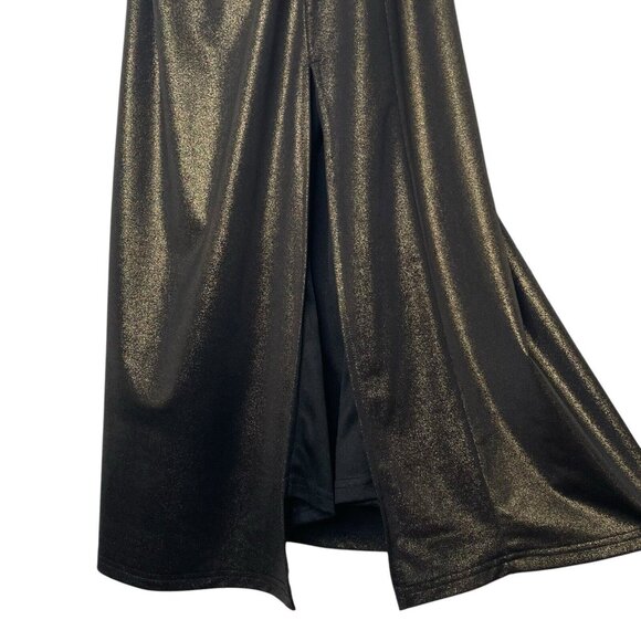 Lulus Midi Dress Size XS Metallic Gold Cutout V-Neck Adjustable Straps Slit - Picture 8 of 13